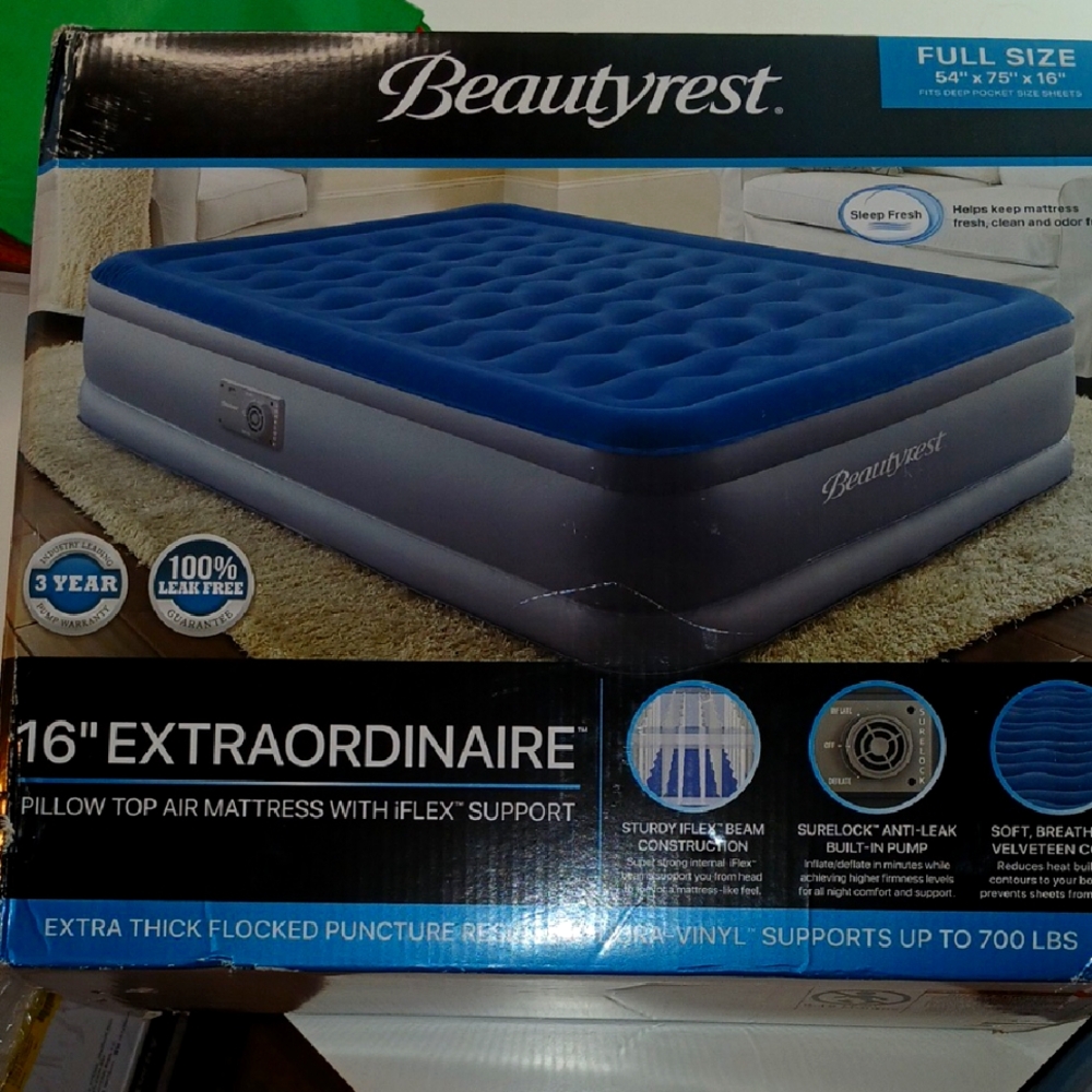 Blue and Gray Pillow Top Air Mattress